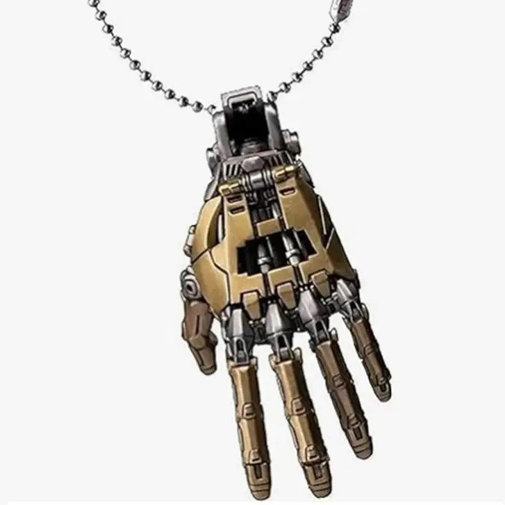 MUSE NOTE Fashion Mechanical Bionic Hand Pendant With Chain For Men Women Creative Movable Finger Joints Robot Hand Necklace Jewelry