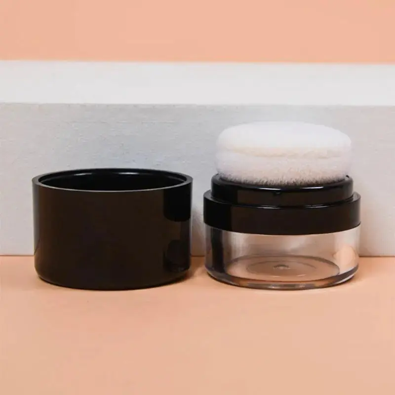 Mini Refillable Reusable Loose Powder Jars with Puff - Hypoallergenic, Portable Cosmetic Containers for Blush & Finishing Powders Plastic Containers