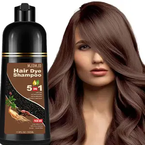 Chocolate Brown Hair Dye Shampoo 5 in 1 for Men & Women, Natural, for 100% Gray Coverage, Brown Hair Colors in 10-15 mins, 16.9 Fl Oz