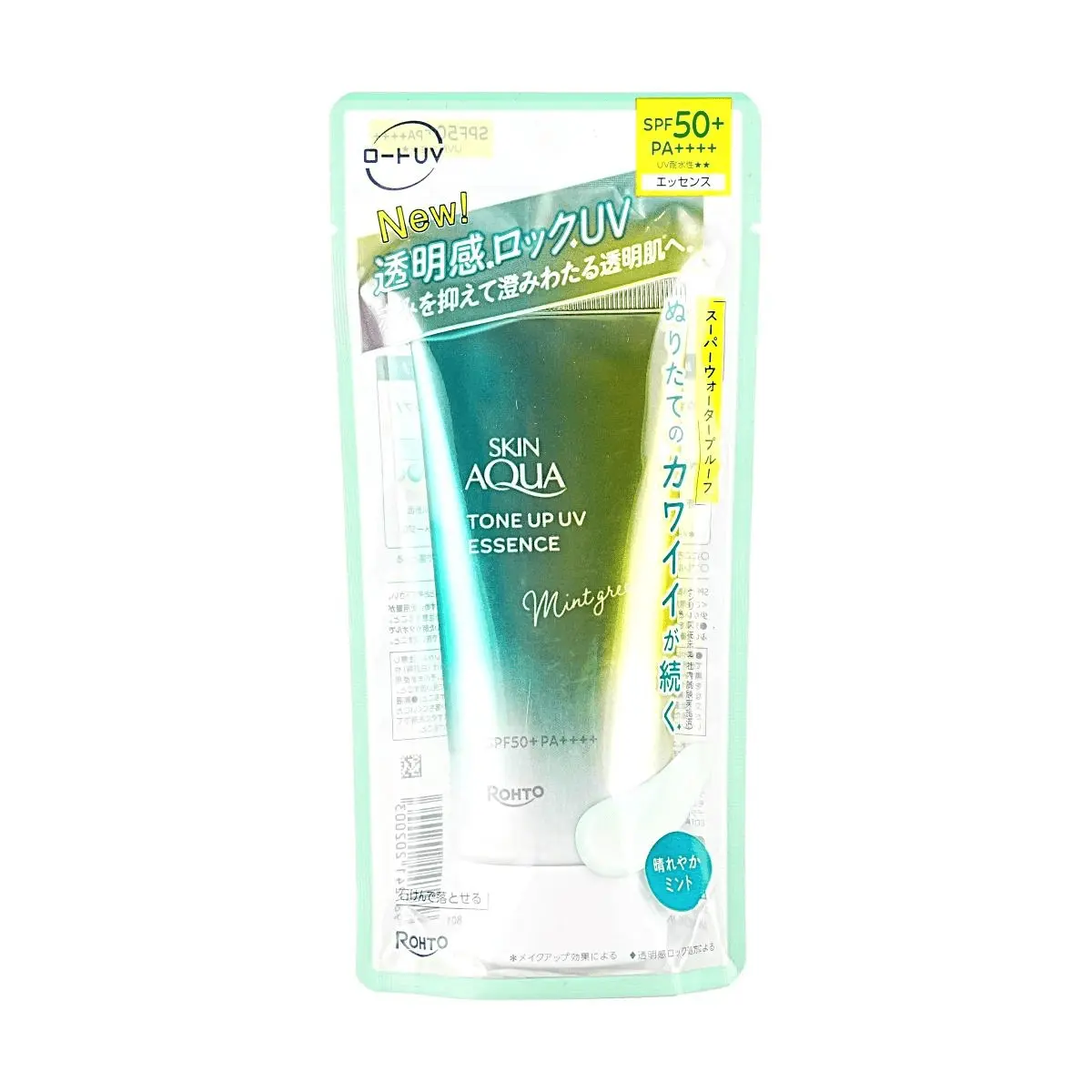 ROHTO Skin Aqua UV Essence SPF50+ PA++++, Mint Green Tone Up Sunscreen, 70g, Makeup Primer, Corrects Redness, Dewy Skin ROHTO Skin Aqua UV Essence SPF50+ PA++++, Mint Green Tone Up Sunscreen, 70g, Makeup Primer, Corrects Redness, Dewy Skin