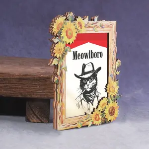 1PC Meowlboro Cat Sunflower Design Refrigerator Decorating Magnet, Magnetic Item, Classic Marlboro Style, Western Theme, Perfect Gift for Cat Lovers and Vintage Decor Enthusiasts, Refrigerator Magnets, Magnets For Fridge
