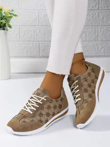 Women's Fashionable Floral Pattern Lace Up Low Top Sneakers, Casual Comfortable Breathable Sports Running Shoes, All-match Basic Shoes for Daily Wear, Sporty Running Shoes, Walking Running Shoes, Workout Sneakers