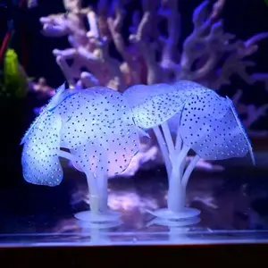 Aquarium Large leaved Luminous Coral Simulation Silicone Corals Aquatic Plants UnderWater Landscape Decor Fish Tank Landscaping Accessories