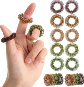Spiky Sensory Rings, 10 Pack, Stress Relief Fidget Sensory Toys, Fidget Rings, Fidget Ring for Anxiety, Stress Relief Rings, Massager for Fidget ADHD Autism