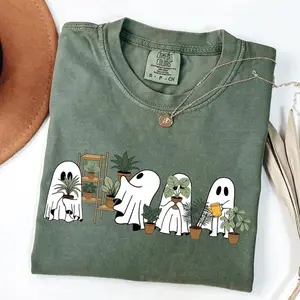 Womens Ghost Plant Shirt, Plant Lover Halloween Shirt, Plant Mom Shirt, Cute Halloween Shirt, Ghost Halloween Gift, Fall Flowers