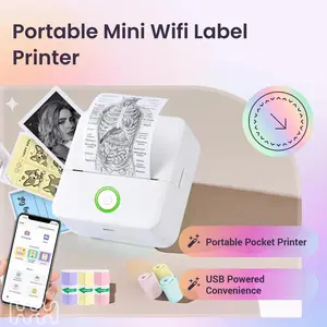 Portable Wifi Mini Printer, 1 Set Usb Powered Wireless Label Printer with Paper & Stickers, Small Pocket Printer for Notes & Children Diy Crafts, Compatible with Ios & Android, Study Supplies, Funny Gift, Portable Handheld Thermal Printer, Sticky Labels