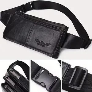 Men's Vintage Leather Waist Bag, Multifunctional Genuine Leather Crossbody Chest Bag, Ideal for Outdoor Sports & Mobile Phones