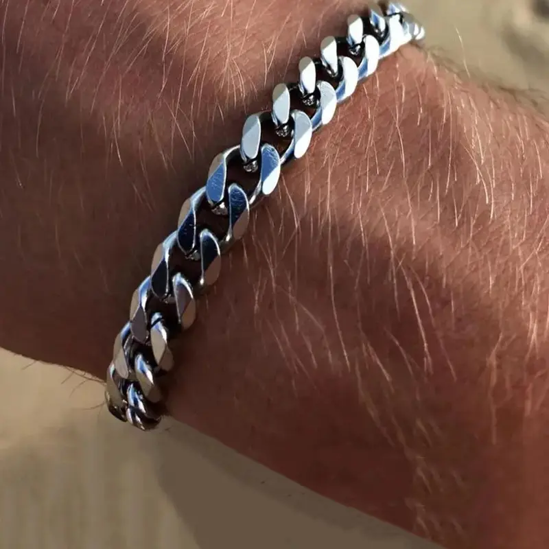 Men's Punk Style Stainless Steel Chain Bracelet, Fashionable Adjustable Bracelet for Party, Daily Clothing Decor, Trendy All-match & Exquisite Jewelry for Birthday Gift