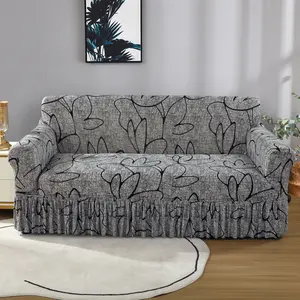 1pc Modern Milk Silk Print Stretch Sofa Cover with Elastic Closure, Sofa Slipcover, Washable Pet-Friendly Polyester Blend, Fits 1-4 Seater Sofas, Easy Cleaning Durable Full Protection Dust Cover