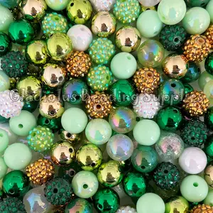 16mm St Patrick's Day Mixed Beads for Chunky Necklaces, Beaded Pens, and Crafts