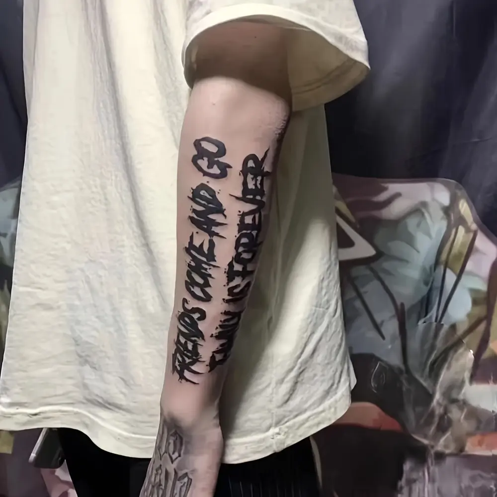 6 sheets Large temporary tattoos men,fake tattoos,Containing 1 One English Font Elements and 5 Random Styles, Lasting for 7-15 Days, long lasting temporary tattoo arm,Herbal Tattoo Stickers,realistic temporary tattoos,tattoos for men,tatuajes temporales