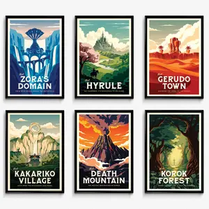 Legend of Zelda Travel Poster Bundle (Set of 6) - Wall Decor Artwork Gifts