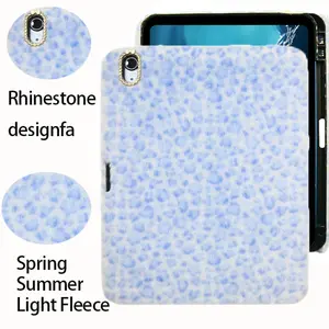 blue IPad Case,Light Fleece Leopard Print For IPad Case - Compatible With 10.9" For IPad 10th  & 11th A16,  For IPad 7th/8th/9th Gen 10.2" -With Charging Stylus , Birthdays & Holidays,New for Spring Summer,Cool & Breathable,blue Light Fleece Leopard Print