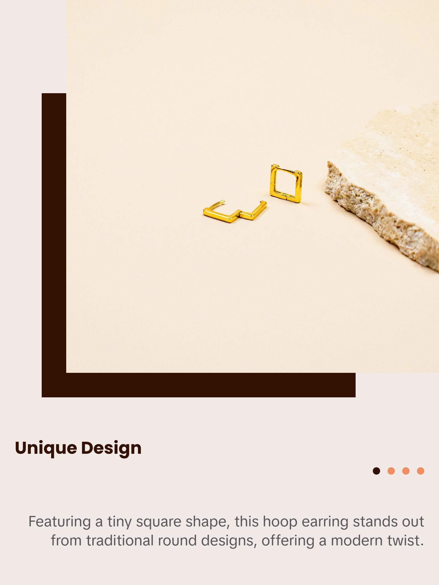 Tiny square Hoop Earrings S925