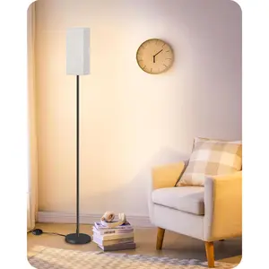 64.6" Modern Minimalist Floor Lamp with Foot Switch, Freestanding Standing Lamp with Lampshade, Bulb Not Included, ETL Listed, Black and Beige, for Living Room Bedroom Office