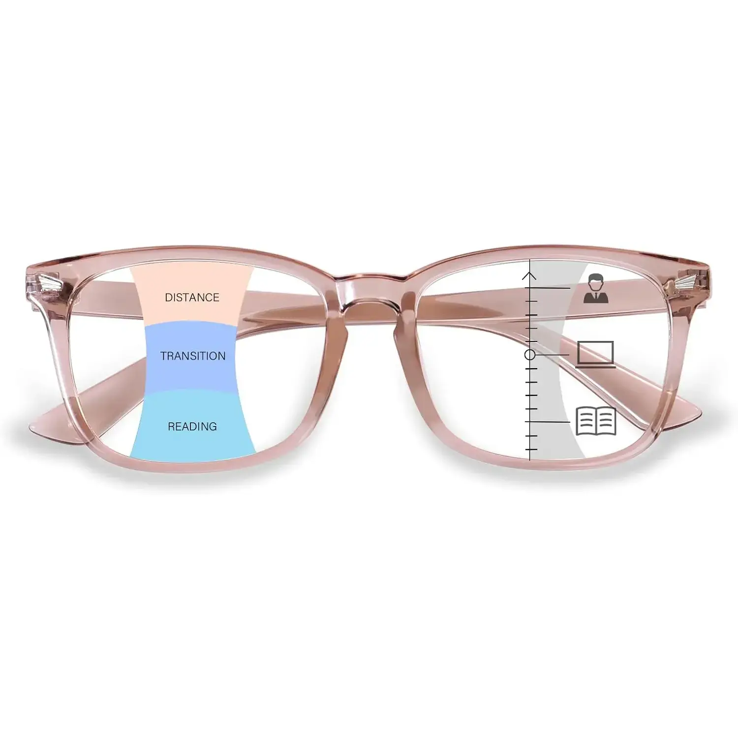 Unisex Progressive Multifocal Reading Eyeglasses - Anti-Glare, Blue Light Blocking Computer Frames to Reduce Eyestrain, Bluelight Blocking