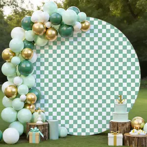 7.2FT Green Round Backdrop Cover with Oh Baby Decal, SizeAdjuster, Universal Fit 7.2ft Circle Stand, Polyester FabricArch Cover for Wedding, Birthday Party, Videos,Photography Decor（without bracket） graduation decor Decorations