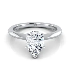 The Isolde Solitaire Engagement Ring Setting for Pear Diamonds in Platinum