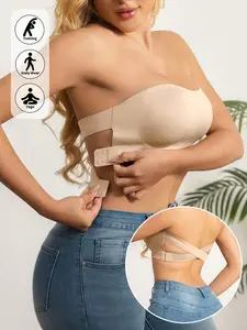 Women's Strapless Wireless Push-Up Camisole Bra With Removable Pads And Side Clasps - Seamless Comfort, No Wires, Solid Colors, Elegant Design, Perfect For Everyday And Special Occasions, Strapless Underwear, Comfortable Push-Up Effect, Premium Underwear