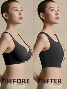 Women's Push-Up Bra Vest, Slimming Seamless Soft Support, Wide Side Wings, Fake Boyfriend Style, Comfortable Wireless Underwear