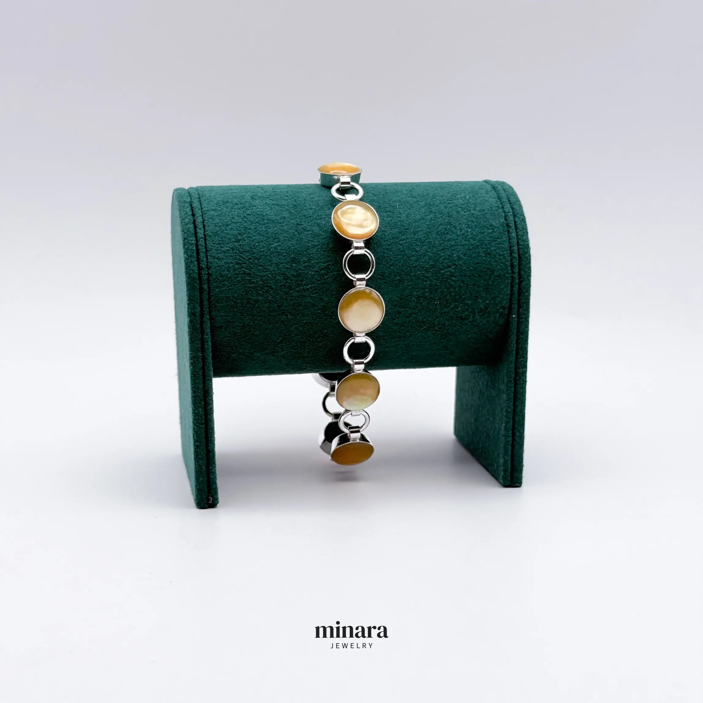 MINARA 950 Silver NACAR AMARILLA Bracelet Natural Stone with Silver Finish & Extension