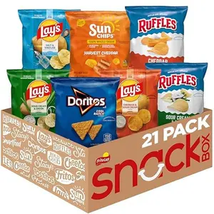 Frito-Lay Tangy Favorites Mix Variety Pack of 21 Chips Snack Box Includes Ruffles & Lay's Flavors Perfect for Work Road Trips School Lunches Crispy Crunchy Salt Savory Sour