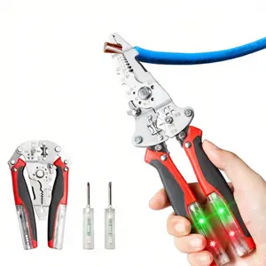 10-Inch High Leverage 18-in-1 Wire Stripper, Professional Power Cable Cutter with Non-Contact Voltage Tester, Heavy Duty Electrical Pliers featuring 2 Detachable Test Pens, 250mm Industrial Grade Multi-Tool