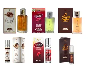 (6pc Bundle Pack) 50ml Choco Musk + Tooty Musk + French Coffee Perfume Spray + 6ml Choco Musk + Tooty Musk + French Coffee Perfume Oil Roll-On by Al-Rehab