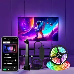 USB Powered TV LED Backlight Strip Camera, Fits 32-85 Inch Screens, 13 Feet RGB Light Bar Syncs with Screen and Music, Ideal for Parties, Led Ambient Light