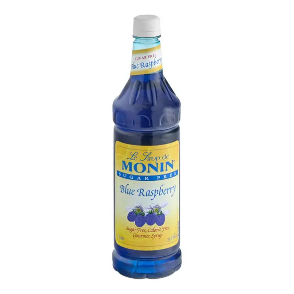Monin Sugar-Free Blue Raspberry Flavored Syrup, 1L Gluten-Free Premium Gourmet Beverage Enhancer with Natural Ingredients