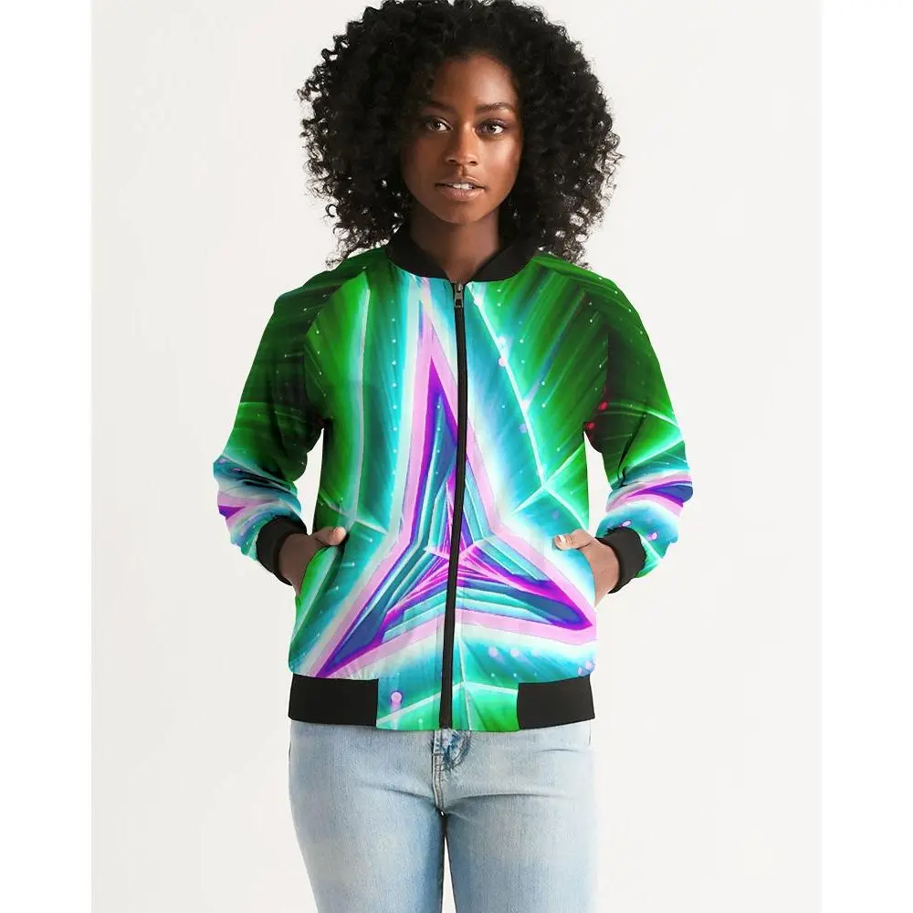 Colored Light Women's Bomber Jacket - Stylish Design for Versatile Wear tiktok shop