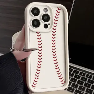 Simple Sporty Phone Case, Background, Baseball Stitching, Fits iPhone 7/8/x/XS/XR/XS Max/11/12/13/14/15/16/17 Pro Max, Cover