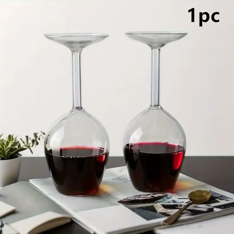 Creative Inverted Wine Glass, Unique Design, High-Quality Glass Material, Perfect for Wine, Bubble-Enhancing, Elegant and Durable, Premium Drinking Glasses, Durable Glassware