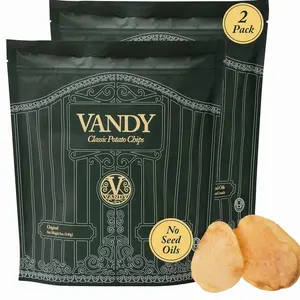 Vandy Crisps Potato Chips - Vegetable & Seed Oil Free Snacks - Gluten Free Potato Chip - Healthy Chips Made with Potatoes, Grass-Fed Beef Tallow, and Sea Salt - 2 Pack, 5 Ounce Each (Original)