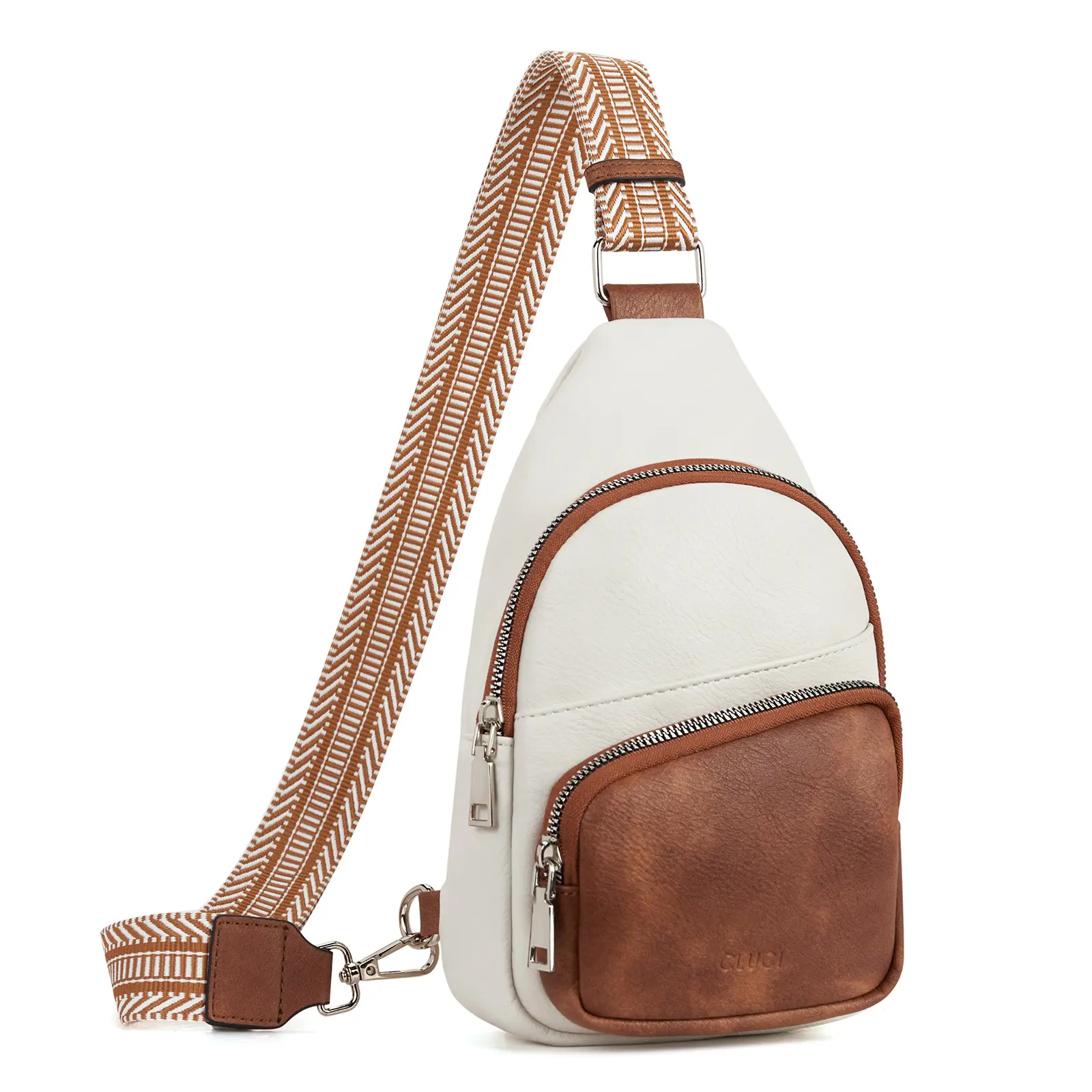 CLUCI TikTokShopSummerSale Small Sling Bag for Women and men, Vegan Leather Fanny Pack Crossbody Bag with Guitar Strap, Multi Pockets, Zipper Closure