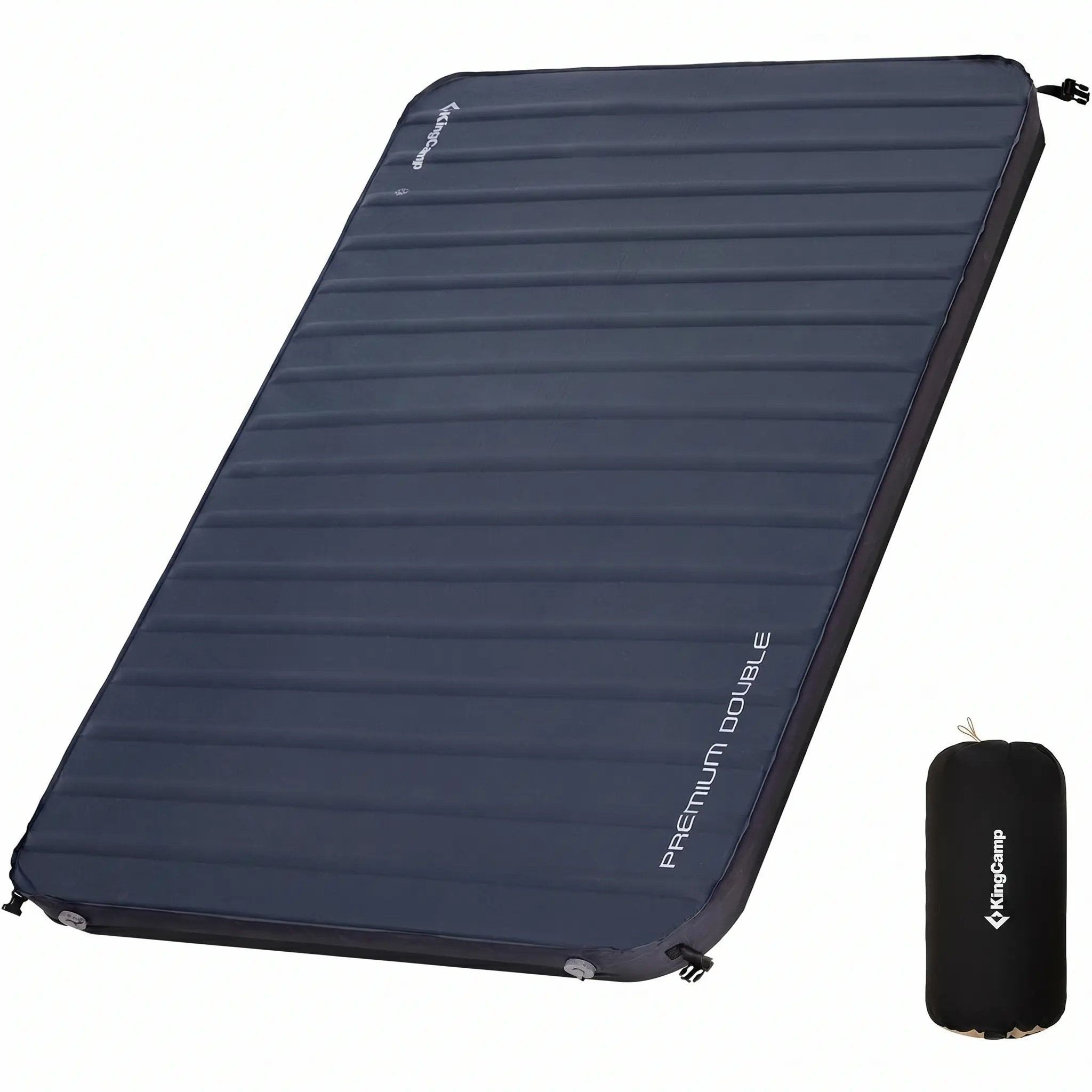 KingCamp Double Sleeping Pad for Camping, Queen Size 3" Thick Self Inflating Camping Mattress with R-Value 7.9/3.5, 4 Season Insulated Sleeping Pad for Couples, Backpacking & Camping Essentials