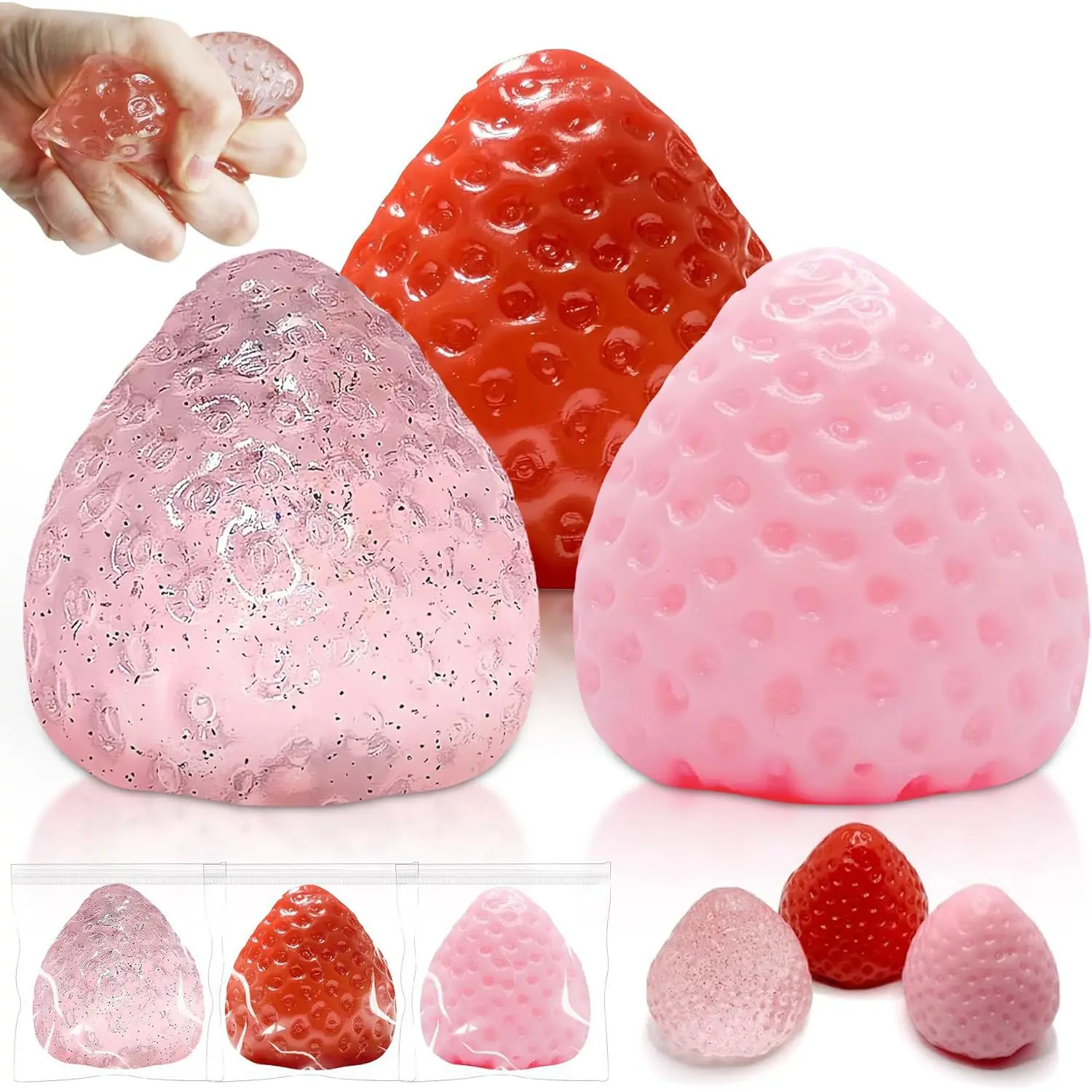 FashionBig Strawberry Pinch Music Simulation Food Toy Squeezing Release Toy Slow Rebound Stress Relief Toy
