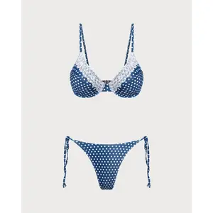 Blue Polka Dot Underwire Bikini Set