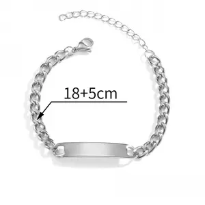 FF0045 New Store Opening||Custom Engraved Bar Bracelet| Cuban Link Chain Personalized Jewelry|Ideal for birthdays, anniversaries, or Valentine’s Day as a heartfelt, one-of-a-kind gift.