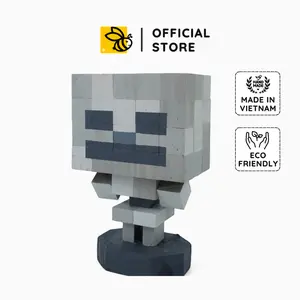 Minecraft Skeleton Wood Model - Pixel Art Block Toy, DIY Minecraft Decor, Handmade Collectible, Custom Gift for Him & Her