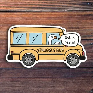 Struggle Bus Sticker, Funny Stickers, Anxiety Retro therapy, Mental Health Decal, Trendy Sticker, Sarcastic Water Bottle Laptop Waterproof