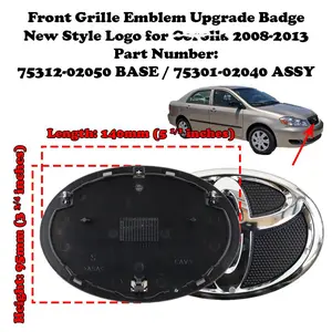 Grille Logo Emblem Compatible Fit for C0rr0la 2008-2013 Accessories, Emblem Repair Part, Vehicle Logo Upgrade, Car Emblem, Automotive Badge, Oem-Style Badge, Logo Emblem Design, Metal Emblem, Durable Auto Badge, Luxury Vehicle Owners, Auto Restorers