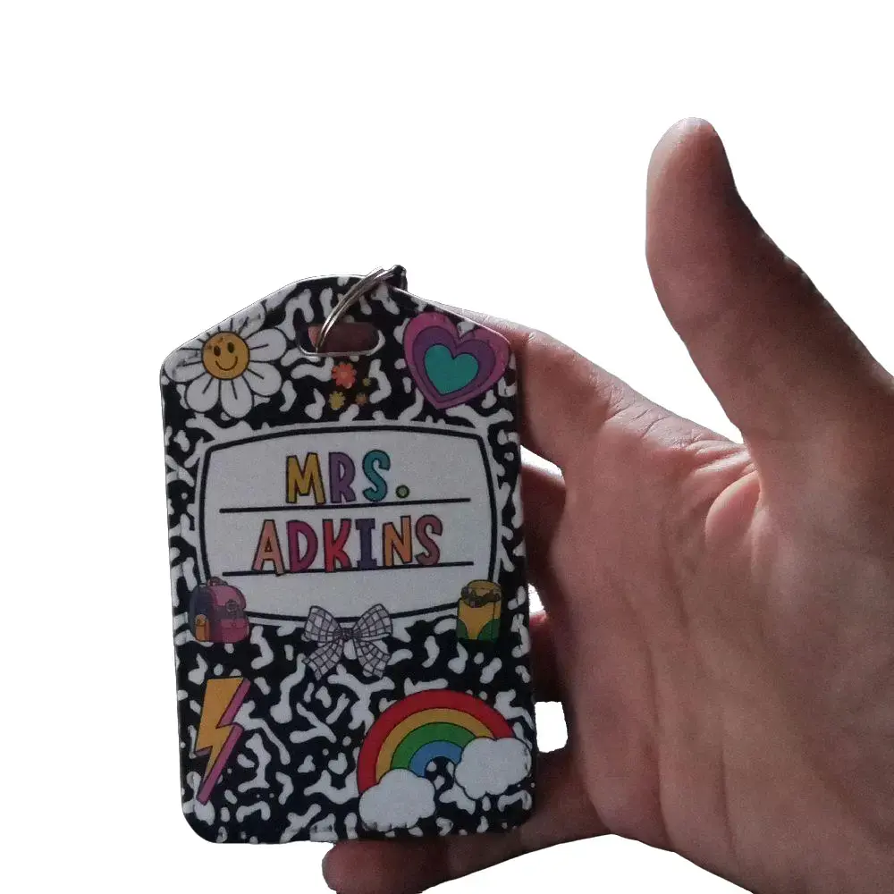 ID Badge Holder - Personalized Design with Name and Colorful Decorative Elements