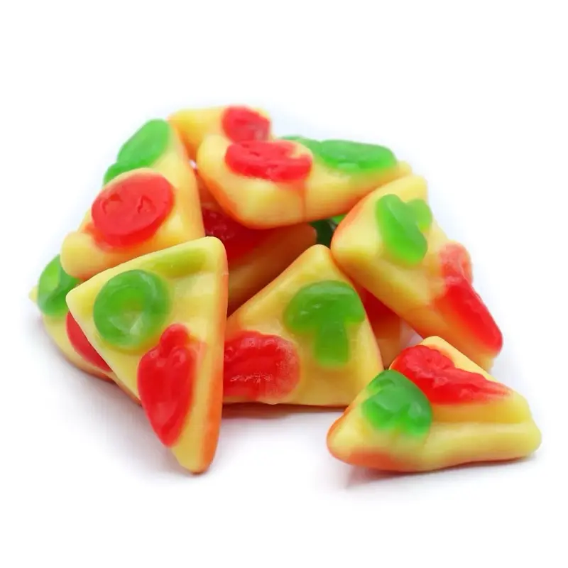 Pizza-Shaped Fruity Gummy Slices - Bulk Sweet Soft Sugar Candies, Delicious Snack for Cupboard Storage