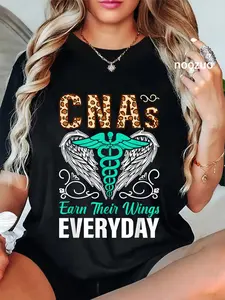 100% Cotton Unisex CNAs Earn Their Wings Everyday T-Shirt CNA Certified Nursing Assistant Gifts Casual Top
