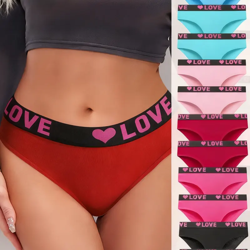 Women's 12pcs Low-Waist Cotton Blend Cheeky Hipster Panties - Soft Comfy, Breathable Seamless, Moisture-Wicking, Color Block & Letter Print, Airy Fabric for Sports, Cold Wash Outdoor Underwear for Women