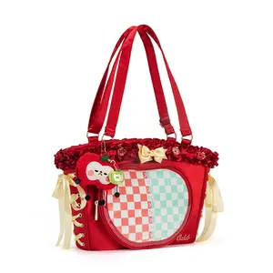 Kabaqoo Original Design Love and Deep Space Xia Yizhou Large-capacity Pain Bag Shoulder Bag with Pain Board included Red Ruffle Bow Charm Black Friday Cyber Monday Campaign