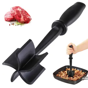 Meat Chopper  Heat Resistant Meat Masher for Hamburger Meat,  Ground Beef Smasher, Nylon Meat Spatula Chopper, Non Stick Hamburger Chopper, Mix and Chop Kitchen Tool Utensils Cookware Pasta