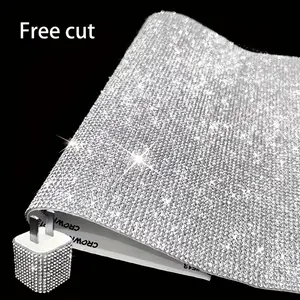 20x12cm Shiny Crystal Rhinestone Sticker, DIY Self-Adhesive Glitter Diamond Decal for Car Craft Decoration ()