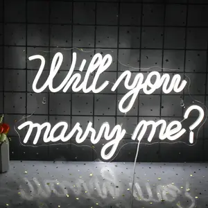 Will You Marry Me Neon Sign, USB Plug LED Luminous Wall Hanging Neon Light, Home Decor Lighting for Home, Proposal, Engagement, Wedding Scene